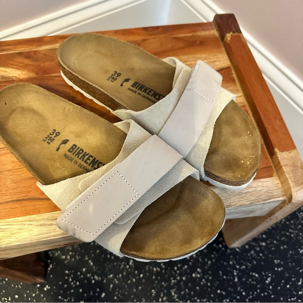 Birkenstock Cream Suede Slip-On Sandals - Picture 3 of 8